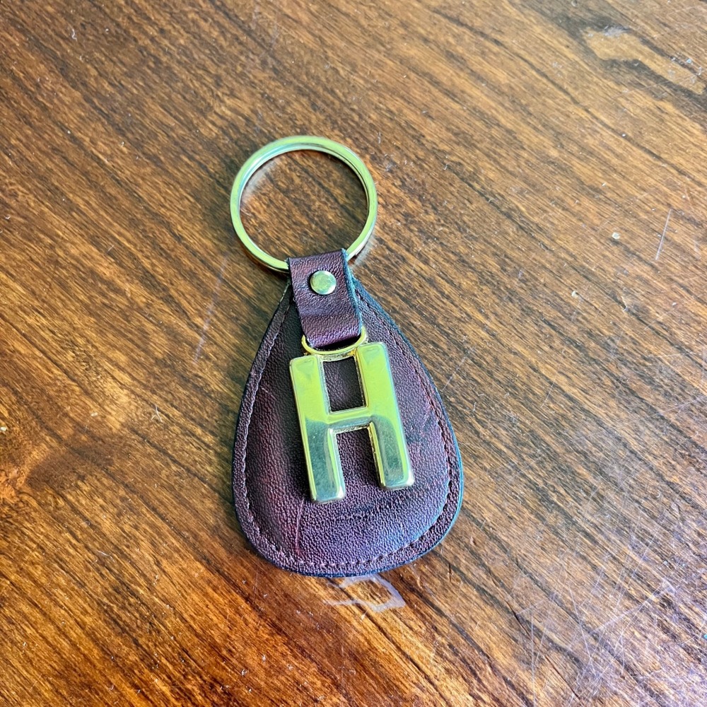 Vintage Prince Gardner Burgundy Leather Initial H Keychain Full Grain Cowhide